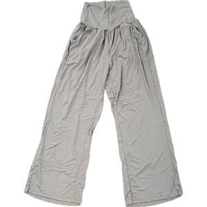 Women's Small Beige Ododos Stretchy Yoga Wide Leg Lounge Pants with Pockets